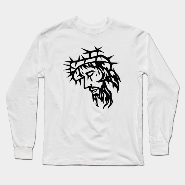 Jesus Face Long Sleeve T-Shirt by martinussumbaji